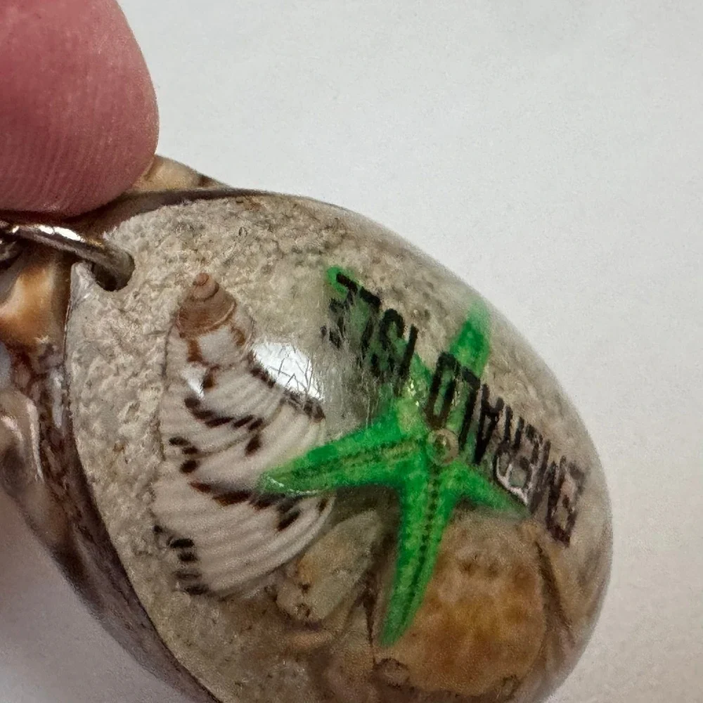 Emerald Isle Seashell‎ Starfish Keychain Souvenir Sand